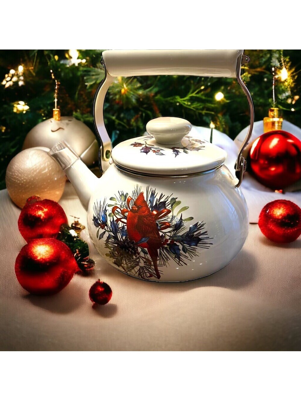 New Lenox Winter Greetings Teapot Cardinal Christmas Discontinued Pattern Gift